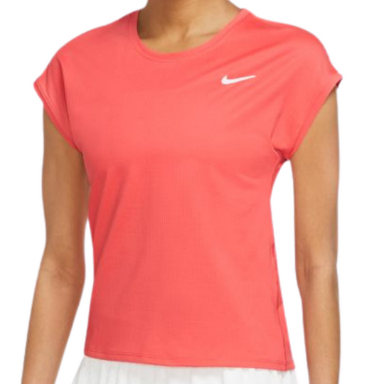 Nike Womens Court DriFit Victory SS Top - Magic Ember/White