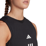 Adidas Train Essentials Train Cotton Cropped 3 Stripes Tank Top - Black/White