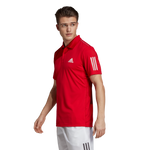 Adidas Club 3 Stripe Polo - Scarlet