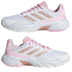 Adidas Courtjam Control 3 Women Tennis Shoes - White/Silver Metallic/Lucid Pink