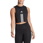 Adidas Train Essentials Train Cotton Cropped 3 Stripes Tank Top - Black/White