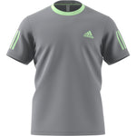 Adidas Club 3 Stripe Tee - Grey/Glow Green