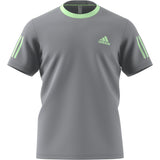 Adidas Club 3 Stripe Tee - Grey/Glow Green