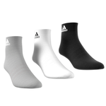 Adidas Thin and Light Ankle Socks 3 Pairs - Grey/Black/White