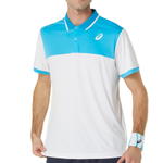 Asics Court Polo Men Tennis Shirt - Brilliant White/Digital Aqua