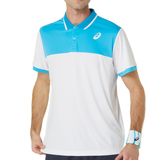 Asics Court Polo Men Tennis Shirt - Brilliant White/Digital Aqua
