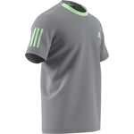 Adidas Club 3 Stripe Tee - Grey/Glow Green
