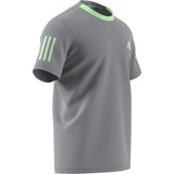 Adidas Club 3 Stripe Tee - Grey/Glow Green