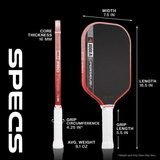 JOOLA Perseus Pro V Ben Johns 16mm Pickleball Paddle - Blaze Red