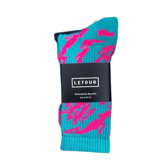 LETOUR Dig 3 Socks - Green/Pink