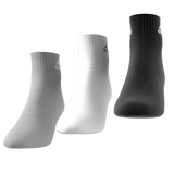 Adidas Thin and Light Ankle Socks 3 Pairs - Grey/Black/White