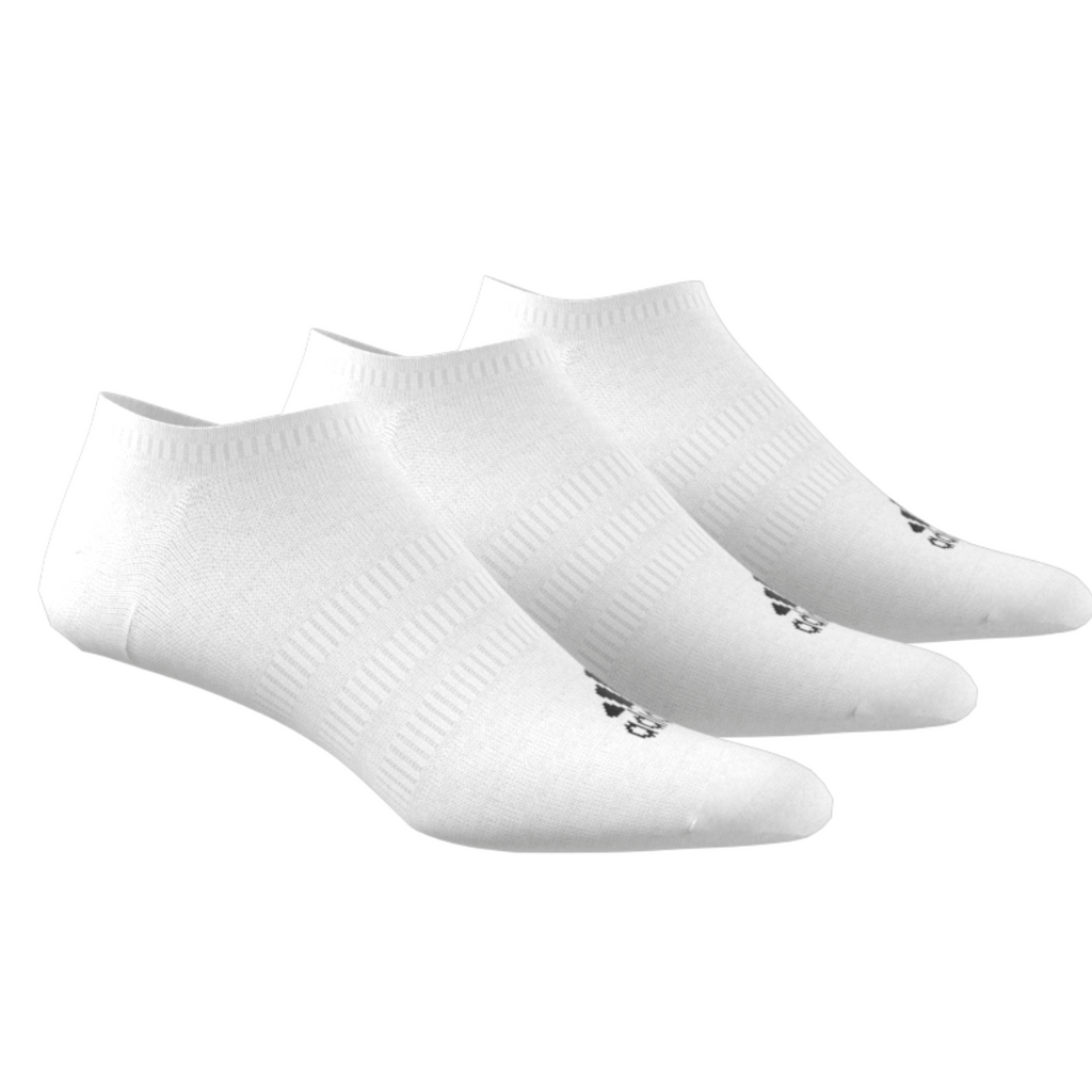 Adidas Thin and Light No Show Socks 3 Pairs White Black PickleballOnline
