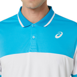 Asics Court Polo Men Tennis Shirt - Brilliant White/Digital Aqua