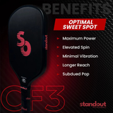 Standout CF3 16mm Pickleball Paddle - Red
