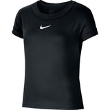 Nike Girls Court DriFit Top SS - Black/White