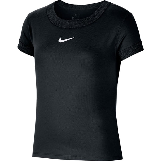 Nike Girls Court DriFit Top SS - Black/White