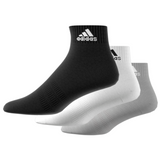 Adidas Thin and Light Ankle Socks 3 Pairs - Grey/Black/White