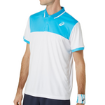 Asics Court Polo Men Tennis Shirt - Brilliant White/Digital Aqua