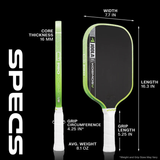 JOOLA Kosmos Pro V Federico Staksrud 16mm Pickleball Paddle - Surge Green
