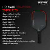 Engage New Pursuit Alpha 14mm Thermoformed Control and Spin Pickleball Paddle