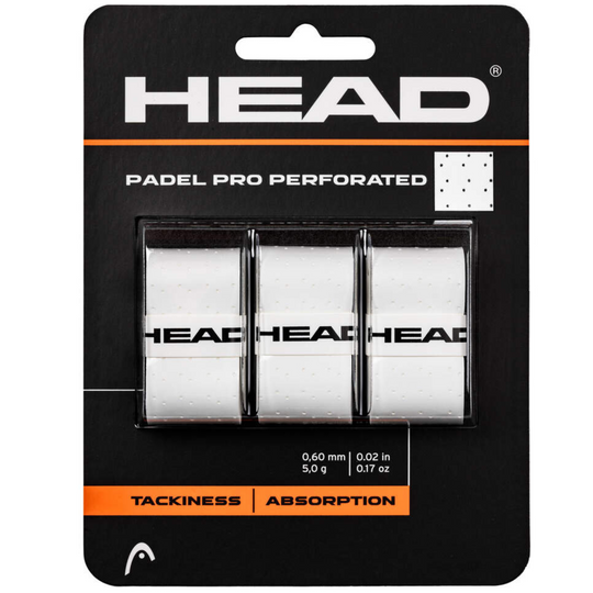 Head Padel Pro Perforated Grips 3 Pcs Pack - White