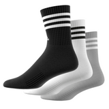 Adidas  3-Stripes Cushioned Crew Socks 3 Pairs  - White/Black/Grey