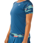 Asics Womens Court Graphic SS Top - Light Indigo