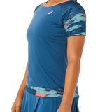 Asics Womens Court Graphic SS Top - Light Indigo