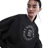 Nike Court Heritage Phoenix Fleece Over-Oversized Crew Neck Womens Tennis Sweatshirt - Black/Anthracite