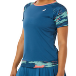 Asics Womens Court Graphic SS Top - Light Indigo