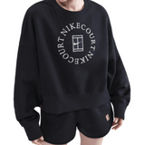 Nike Court Heritage Phoenix Fleece Over-Oversized Crew Neck Womens Tennis Sweatshirt - Black/Anthracite
