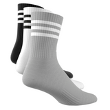 Adidas  3-Stripes Cushioned Crew Socks 3 Pairs  - White/Black/Grey