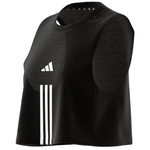 Adidas Train Essentials Train Cotton Cropped 3 Stripes Tank Top - Black/White