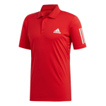 Adidas Club 3 Stripe Polo - Scarlet