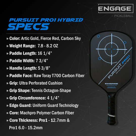 Engage Pursuit Pro 1 6.0 Hybrid Pickleball Paddle
