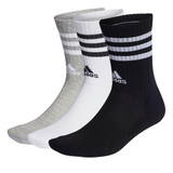 Adidas  3-Stripes Cushioned Crew Socks 3 Pairs  - White/Black/Grey