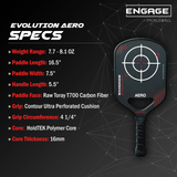 Engage Evolution Aero Elongated Pickleball Paddle - Scarlet Red