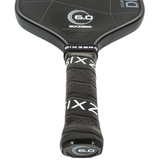 Six Zero Double Black Diamond Control 16mm 6.0 Logo Pickleball Paddle - Black With White
