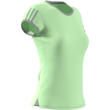 Adidas Womens Club 3 Stripe Tee - Glow Green/Grey