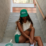 Rallee x NPL 'Healthy Competition' Soft Peak Pickleball Cap OSFM - Baggy Green with White Embroidery