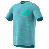Adidas Sportwear Training Tennis Boys Shirt - Preloved Blue/Easy Green
