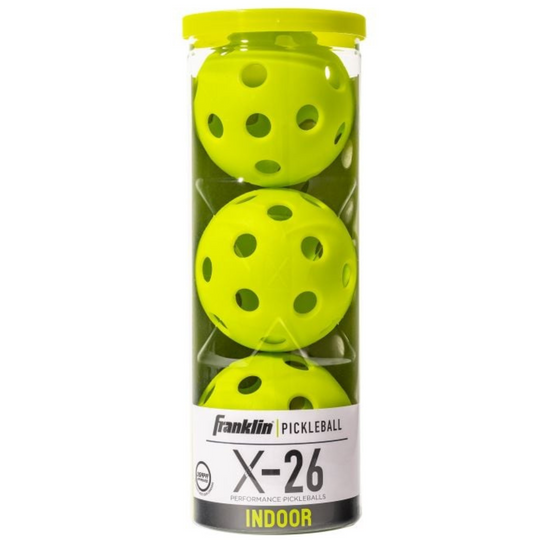 Franklin X-26 Indoor 3 Pack Tube Pickleballs - Lime Green