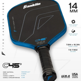 Franklin C45 Carbon Fiber Hybrid 14mm Pickleball Paddle - Blue