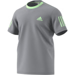 Adidas Club 3 Stripe Tee - Grey/Glow Green