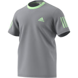 Adidas Club 3 Stripe Tee - Grey/Glow Green