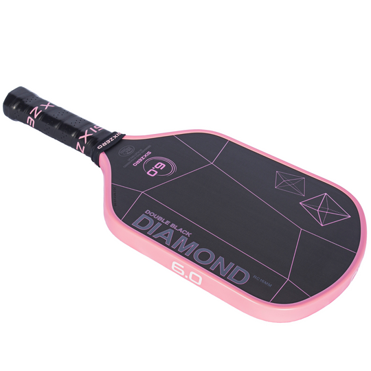 Six Zero Double Black Diamond Control 16mm Pickleball Paddle - Cherry Blossom Pink (Pink Edgeguard)