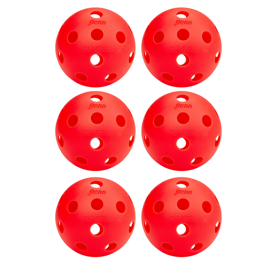 Penn 26 Indoor Pickleball 6 Pack - Hot Lava Red