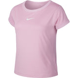 Nike Girls Court DriFit Top SS - Pink Rise/White