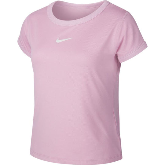 Nike Girls Court DriFit Top SS - Pink Rise/White