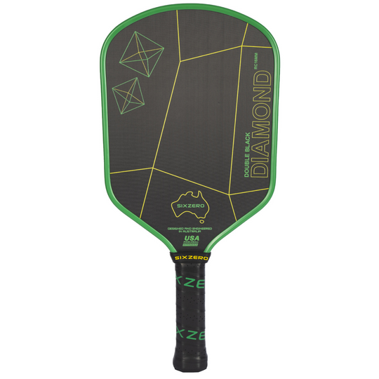Six Zero Double Black Diamond Control 16mm Pickleball Paddle - Australian Green & Gold